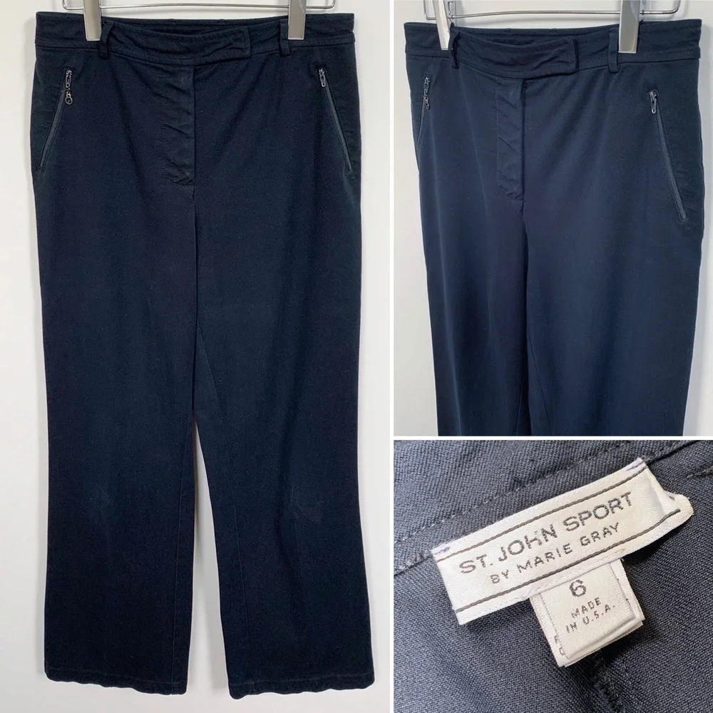 St. John Sport High Waist Wide Leg Chino Pants